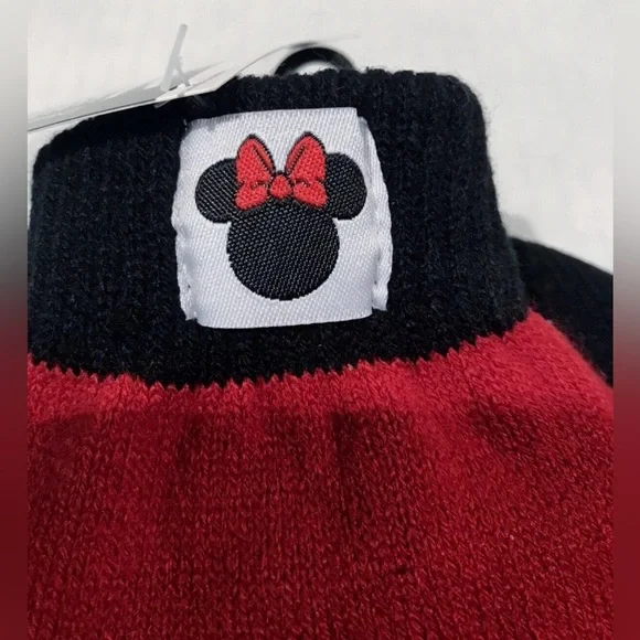 Disney Minnie Mouse Red and Black Kids Beanie and Gloves Set - Picture 2 of 3
